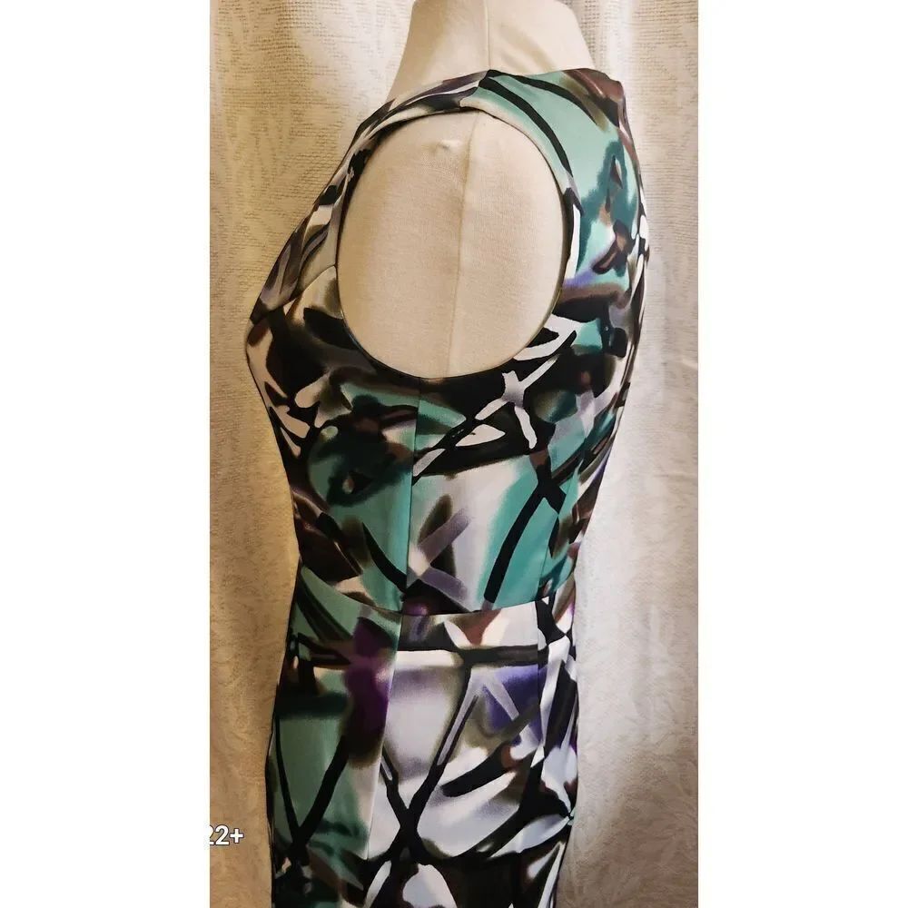 D27 Dressbarn - beautiful, stylish midi dress Pleated Neckline - purple & green - Picture 3 of 8